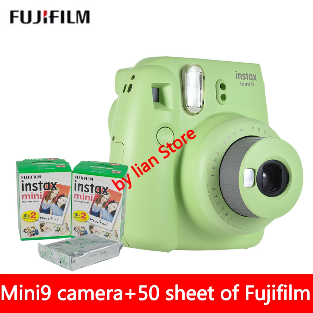 Новая 5 цветов Fujifilm Instax Mini 9 мгновенная фотокамера+ 50 листов Fuji Instax Mini 8 белая пленка+ объектив для съемки крупным планом