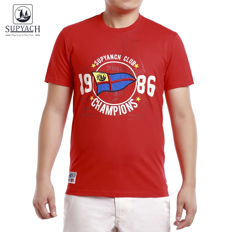 SUPYACH Men's Flags Graphic Crew neck T-Shirt | Мужская одежда