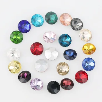 

20Pcs 10mm Mix Color Round Flat Top Gem Flower Pointed Back Glass Stone For DIY Nail Art/Wedding Dress/Jewelry Decoration