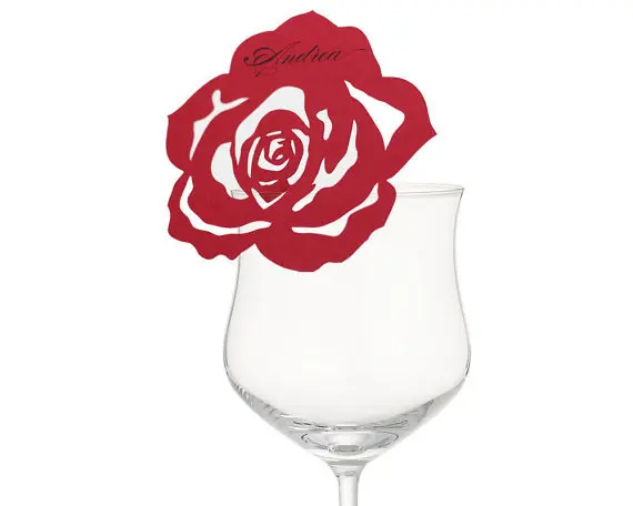 Rose Flower Place Cards For Glasses Rustic Wedding Birthday Party Wine Glass Markerspc001 Rose Flower Place Cards For Glasses Rustic Wedding Birthday Party Wine Glass Markerspc001