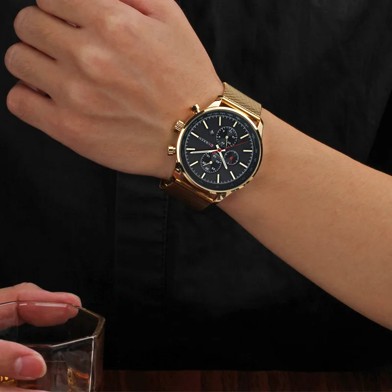 Новинка CURREN часы Роскошные Лидирующий бренд мужские часы полностью стальные Модные Кварцевые Часы повседневные мужские спортивные наручные часы с датой Relojes
