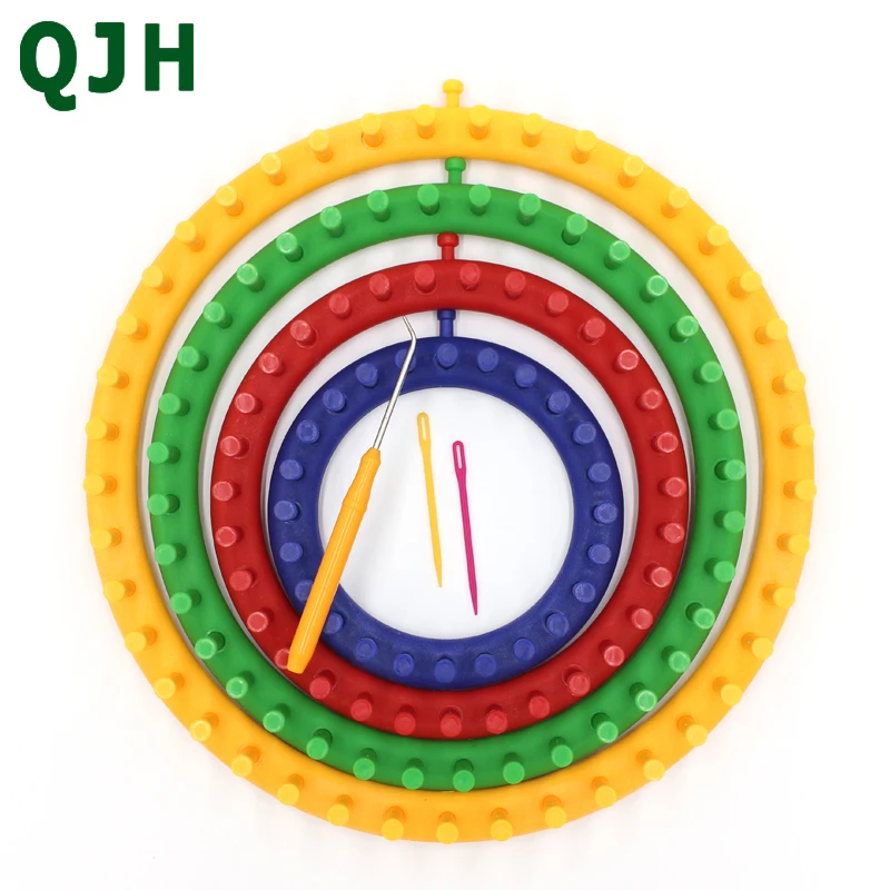QJH 4 pcs/set Plastic Circle Looms DIY Weaving Tool Round Sweater Wool