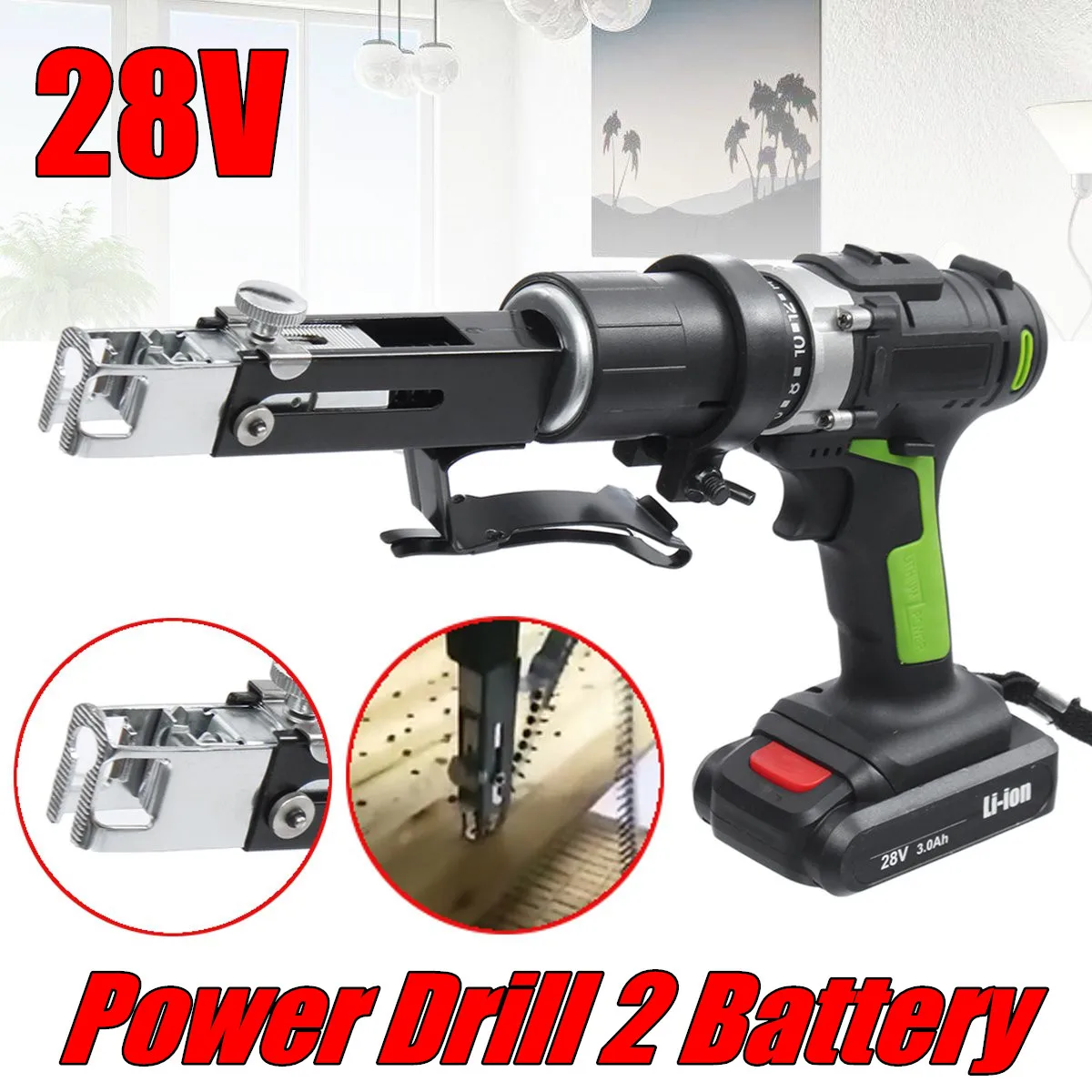 28V Max Electric Screwdriver Cordless Drill Mini Wireless Power Driver DC Lithium-Ion Battery With 2 Lithium Battery