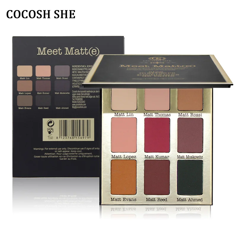 COCOSH SHE 9 Colors Matte Eyeshadow Palette Make Up Set Pallete Beauty Eye Shadow Cosmetic Matt Eyeshadow Palette