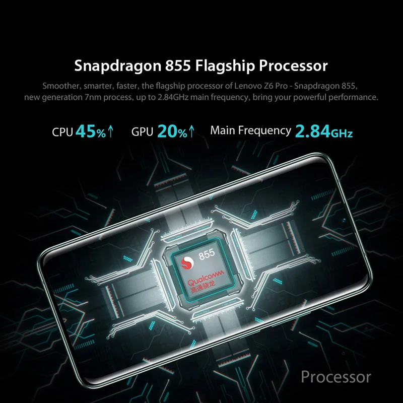 Tanie Globalny rom Lenovo Z6 Pro 6GB 128GB Snapdragon 855 smartfon z procesorem ośmiordzeniowym octa core 6.39 \