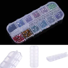1pc Empty Nail tool Divided Drill Jewelry Box Storage Holder 12 Grid Double Flip Case Alone Open Rhinestone Nail Art Equipment