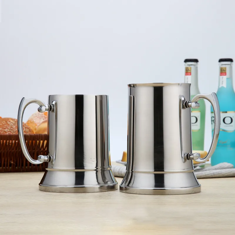 Tankard Stein с двойными стенками, нержавеющая сталь, пивная кружка для коктейля, завтрака, молока, кружки с рукояткой, кофейная чашка, барные инструменты, посуда для напитков