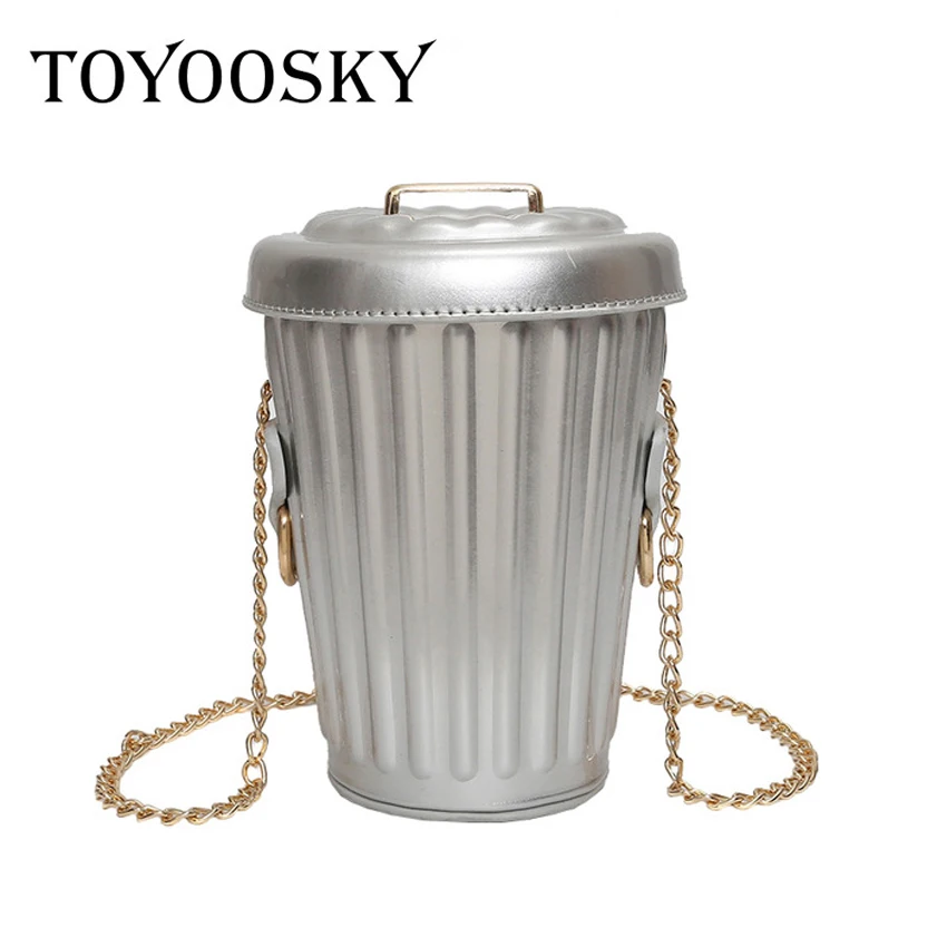 STOCK CLEARANCE! TOYOOSKY Personality Fashion Trash Can Shoulder Bags Women Chain Purse ...