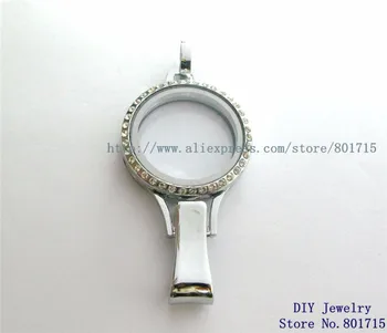 

5pcs as families friends gift 30*65mm Glass rhinestone Copy Stainless Steel Badge hold lanyard Floating Memory locket