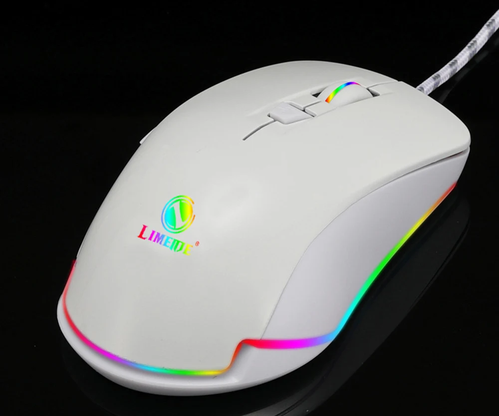 Новая игровая мышь 2400 dpi Регулируемая компьютерная оптическая RGB игровая мышь проводная USB игры кабельная мышь для профессионального геймера+ PC - Цвет: Белый