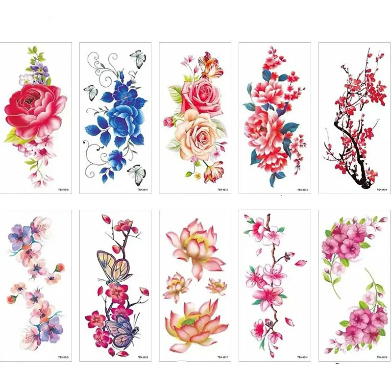 Временные тату наклейки из хны с синей розой 1 шт.|flower arm|arm shoulderrose temporary tattoo |