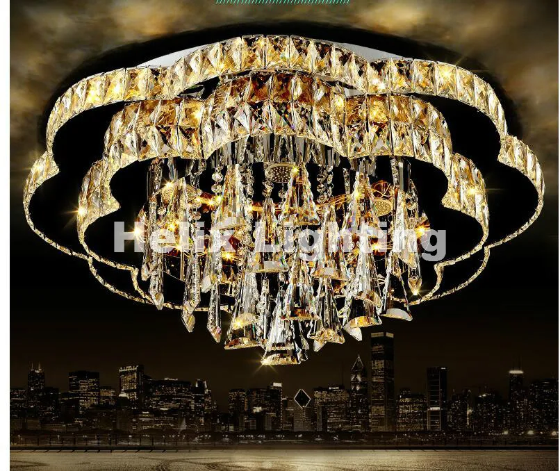 

Art Decorative Round Style Design D60cm D80cm LED Crystal Ceiling Lamp Luster Remote Control AC Crystal Lighting Free Shipping