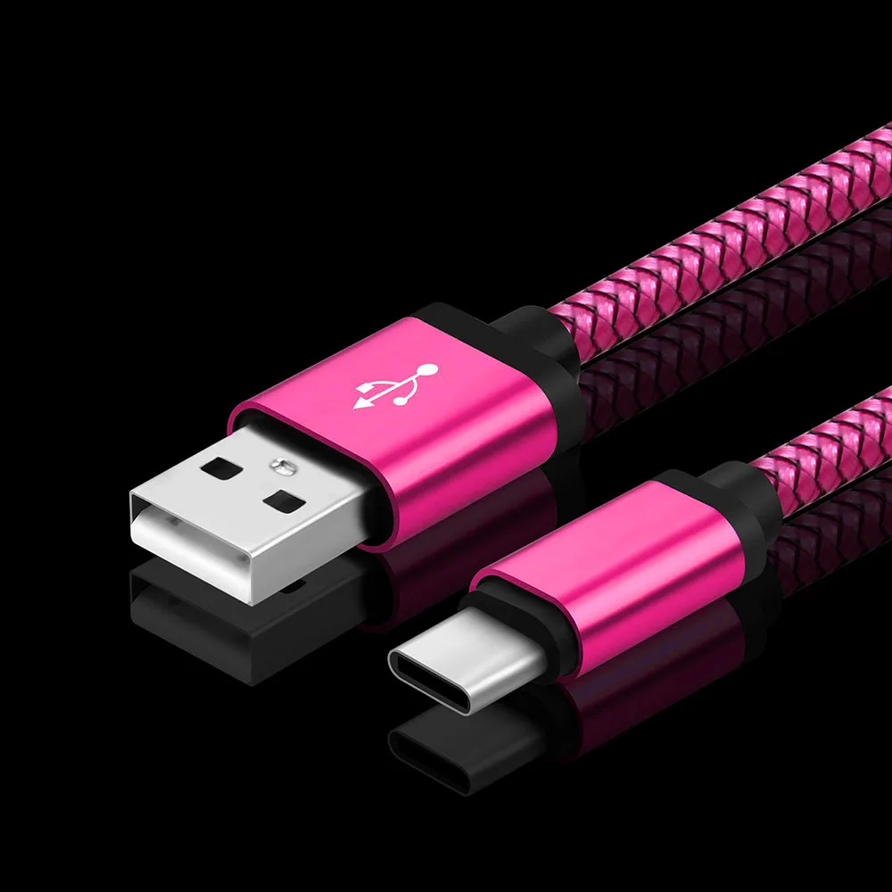 3~ 10 футов USB C зарядное устройство type-C 3,1-USB 2,0 A Синхронизация данных зарядный плетеный кабель для samsung S8 Note 8 для HUAWEI P9 V8 Лот - Тип штекера: Rose Red