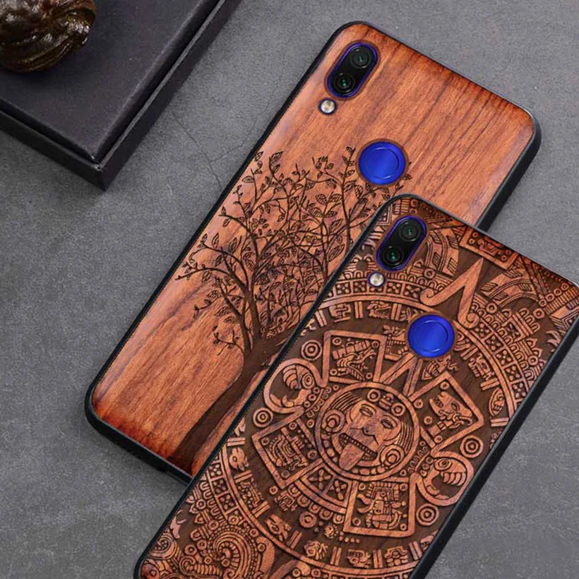 Резной деревянный ящик для Xiaomi redmi note 7 Xiaomi redmi note 7 pro противоударный чехол TPU бампер чехол redmi note 7 Чехол деревянный корпус