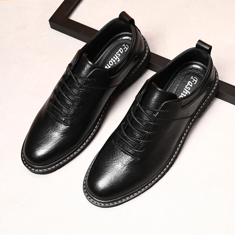 Мужская повседневная обувь из натуральной кожи; Мокасины на шнуровке; лоферы; дышащая обувь для вождения; мужские кроссовки с мягкой подошвой; обувь в деловом стиле; L4 - Цвет: black