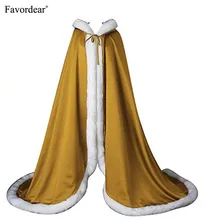 Сапфир Свадебный женский много цветов искусственный мех собора Длина свадебная накидка с капюшоном накидка Свадебная шаль Рождественская вечеринка обертывание