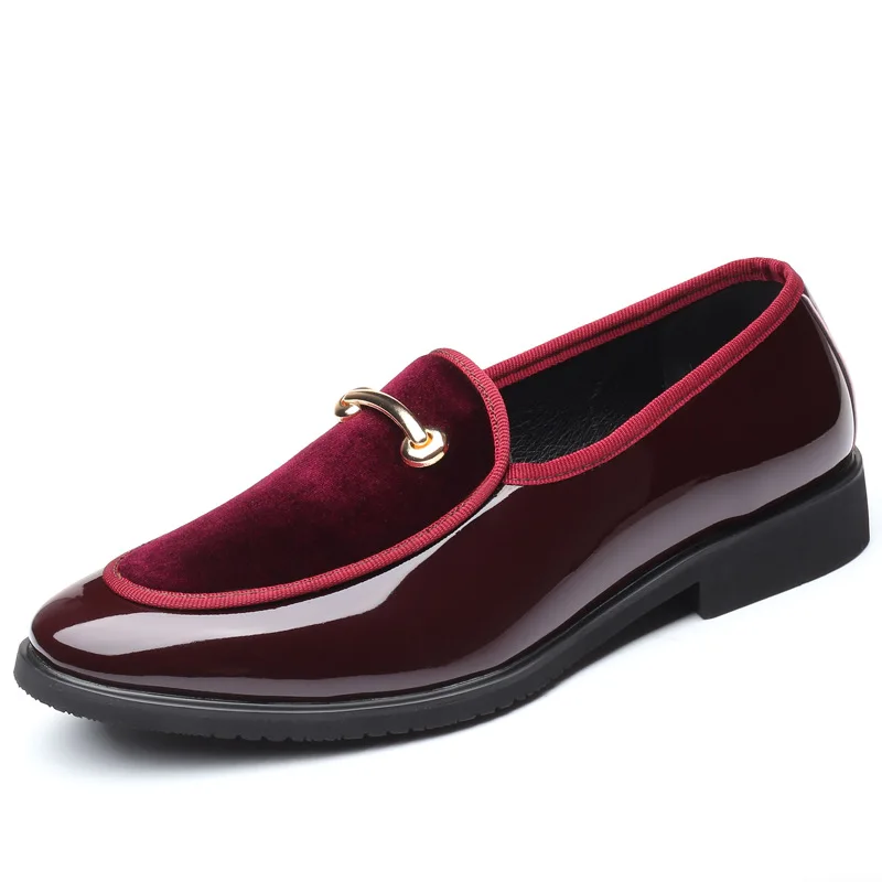

Men Shoes patent Leather velvet Business Casual Shoes Men Dress loafers Pointed Toe slip on Formal Shoes Men Moccasins Oxfords