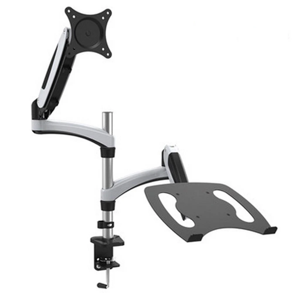 

GM124U-D TOP Sell Desktop Clamping 360 degree Gas Spring Dual Arm for 15"-27" Monitor Holder+ 13-17" Laptop Holder Bracket