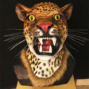 

2019 Hot Sale High Quality Realistic Rubber Animal Leopard Latex Mask Cheetah Tiger Rubber Mask Realistic Halloween Party Dress