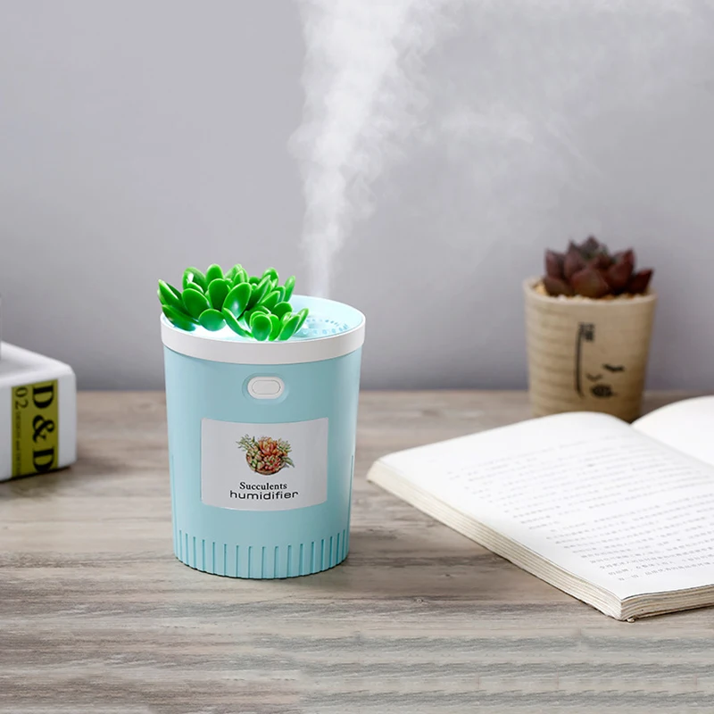 

350ml Simulation Potted Household Air Purifier Flesh Humidifier Mini Silent Atomizing Humidifier Air Freshener for Homes