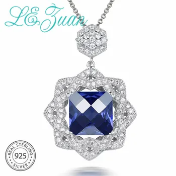 

L&zua Classic 925 Sterling Silver Pendants 5.56ct Blue Stone Romantic Luxury Pendants Fine jewelry For Women Christmas Gift