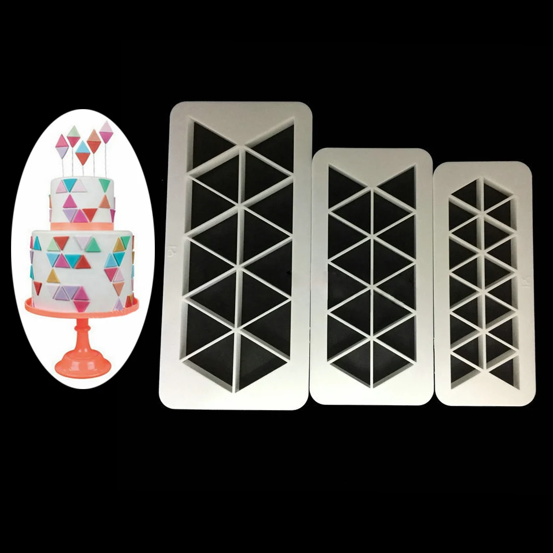 3PC Geometry Fondant Cookie Cutter Cake Mold Square Grid cookie mold