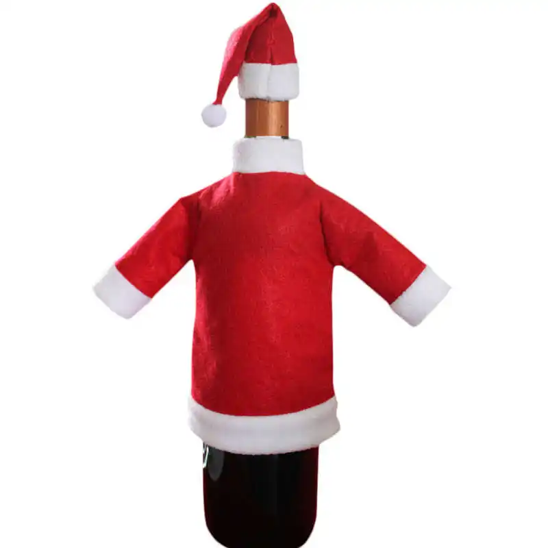 2018 Wine Bottle Cover Bags Decoration Home Party Santa Claus Clothes Hat Christmas #2n4 (7)