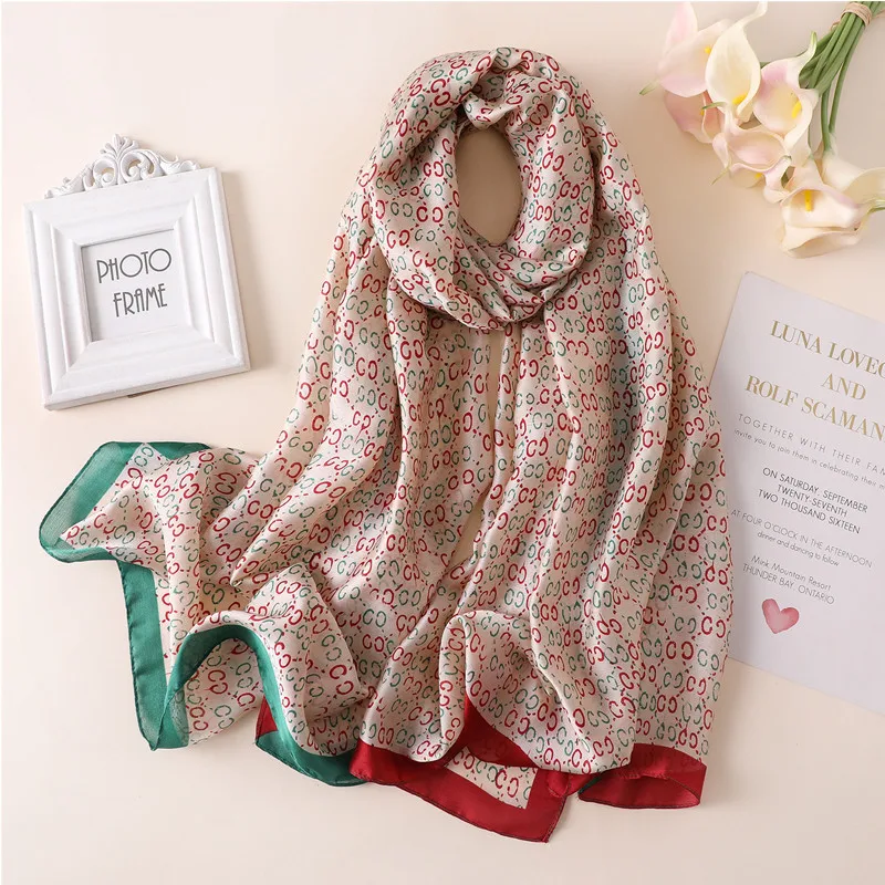 

2019 New Luxury Brand Silk Scarf Women Fashion Quality Soft Scarves Classic Letter Printing Female Shawls&Wraps Bandana 180*90cm