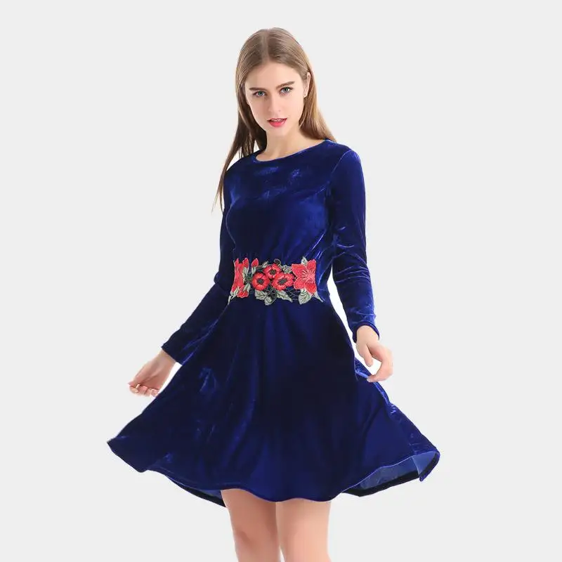 ADIBO Праздничное платье дешевая одежда Китай Vestidos De Festa-Line осень бархат Для женщин