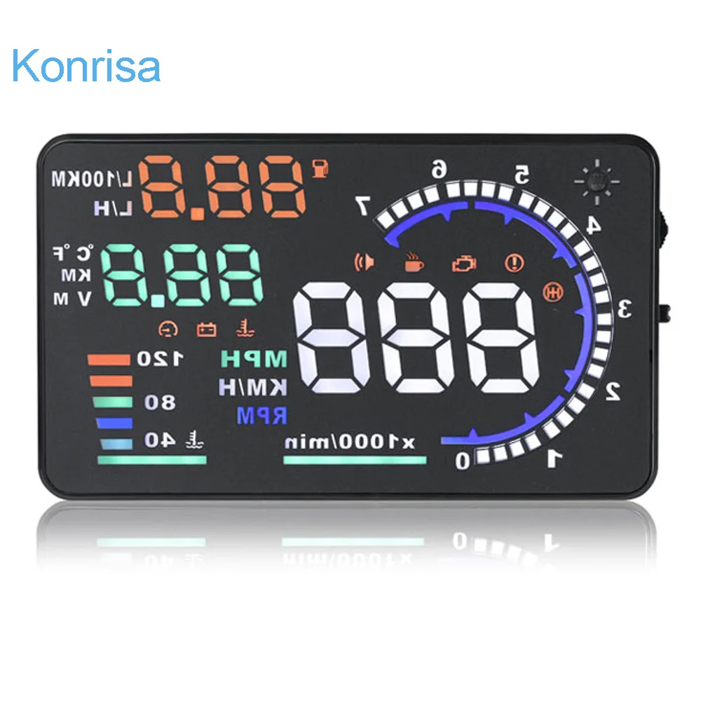 

A8 HUD OBD2 Head Up Display 5.5 inch Car Display Speedometer Reflective Screen Proyector Windshield Projectior Diagnostic Tool