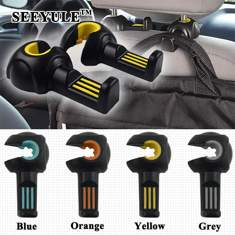 

2pcs/lot SEEYULE Universal Car Seat Back Hook Hanger Bag Clothes Holder Organizer Car Styling Accessories