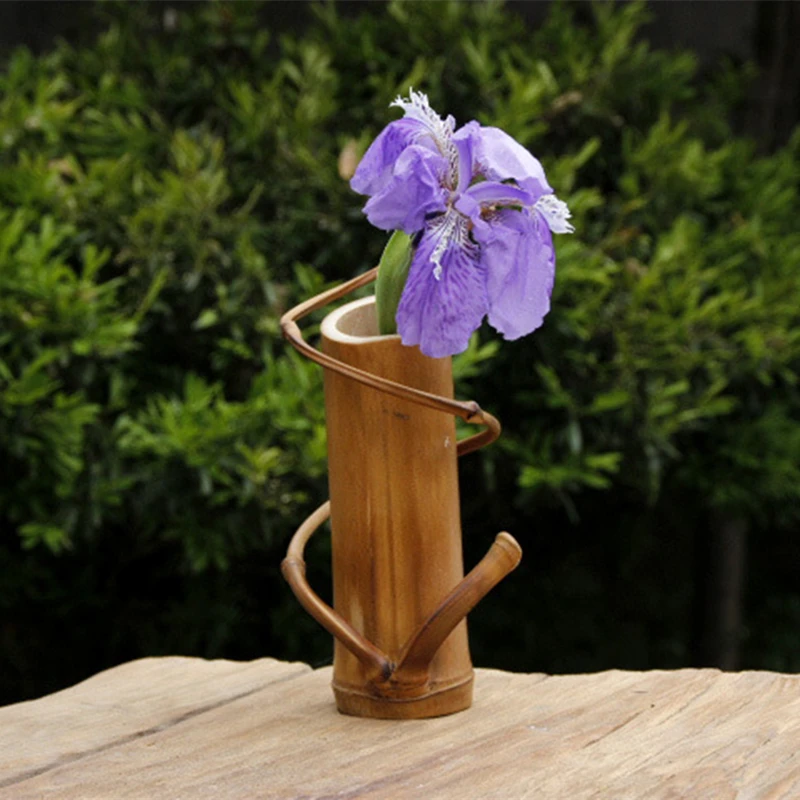 Cheap Vintage Style Bamboo Vase Tabletop Plant Brown Khaki Wedding