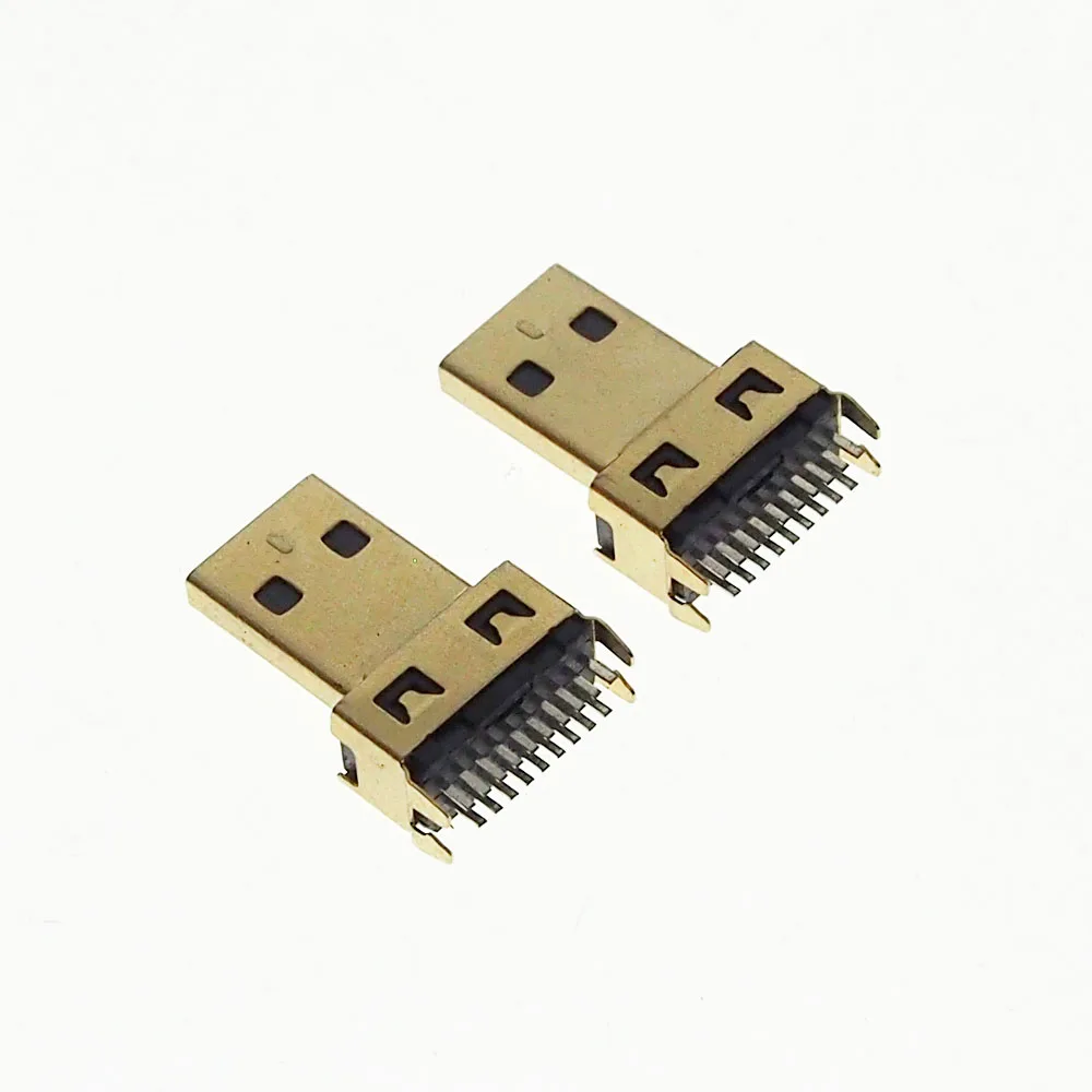 

50pcs/lot Gold Plated Micro HDMI Male Plug D Type Splint Weld Wire without PCB board