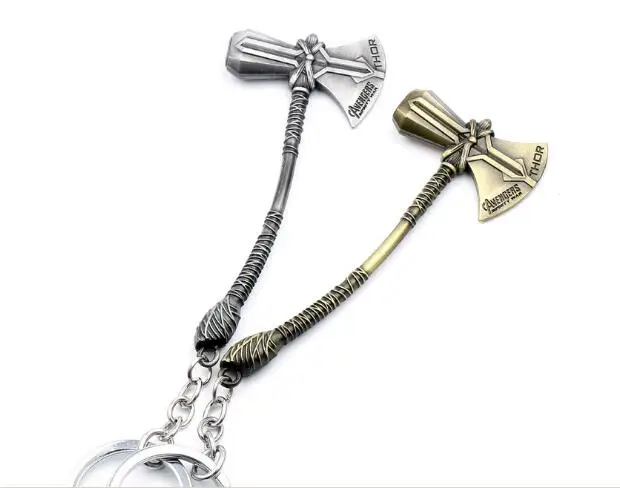 

Hot The Avengers 3 Infinity War Thor Axe Hammer Keychain Thor Stormbreaker Key Chain for Maovie Fans Car Action Toy Figure
