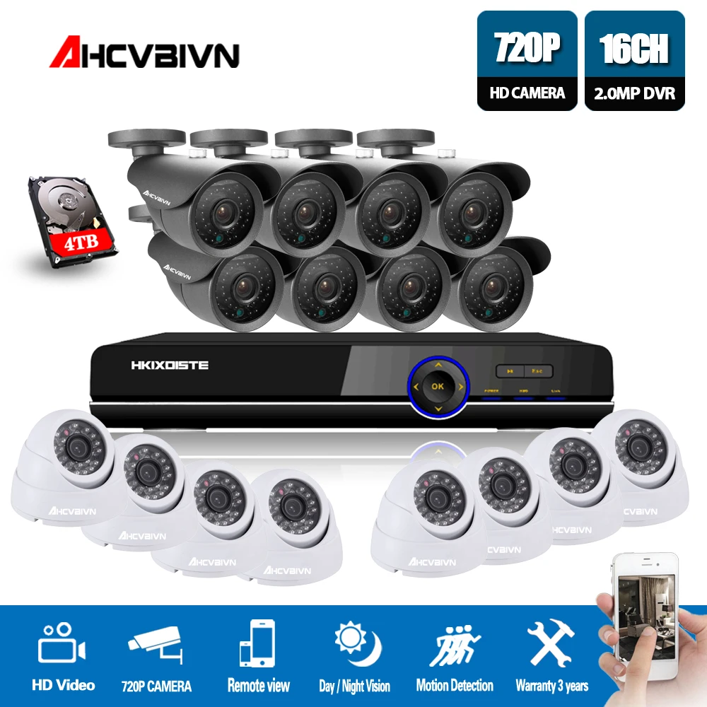16 каналов 1080P HDMI DVR 2000TVL 720P HD наружная система видеонаблюдения CCTV комплект AHD