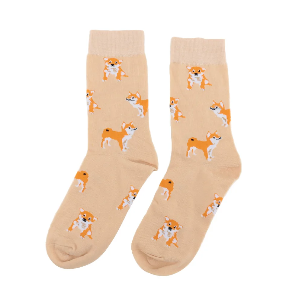 Women Cotton Socks Cartoon Dog Animal Design Lady Casual Breathable