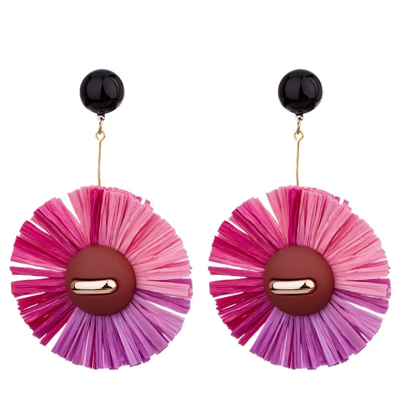 Fashion Round Wate Drop Earrings Fancy Handmade Lafite Tassle Earring For Women Personalized Jewel ETD21 (5)