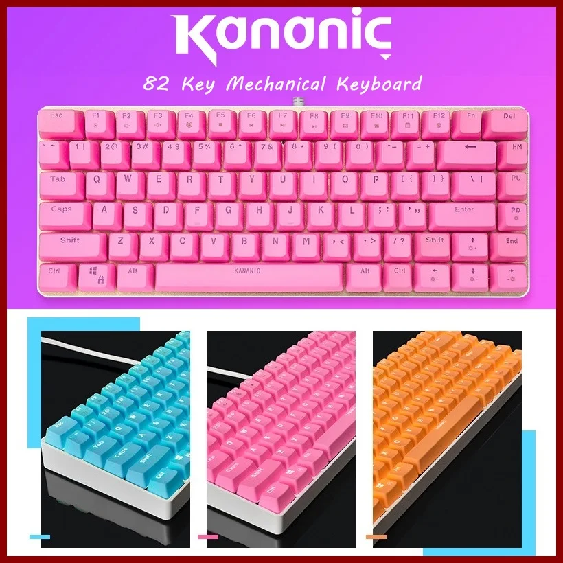 

Multicolor KANANIC 82 Key White Backlight USB Wired Mechanical Keyboard CIY Gateron Blue Switch,PBT Keycaps