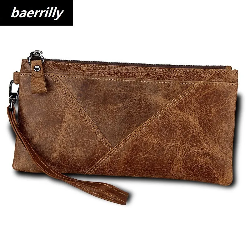 

Vintage Genuine Leather Long Wallet Men Female Male Cuzdan with Women lady Zipper Clutch Walet Handy Coin Purse Rfid PORTFOLIO