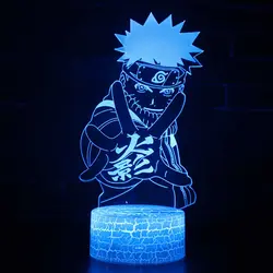 Седьмой Наруто Uzumaki Наруто тема 3D светодиодный лампа светодиодный ночник 7 цветов Изменение сенсорного настроения лампа Рождественский