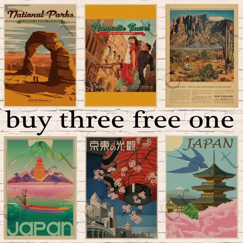 

India/ Japan Travel Landscape Vintage Retro Poster Art Travel Poster Decorative Wall Canvas Stickers Posters Bar Home Decor Gift