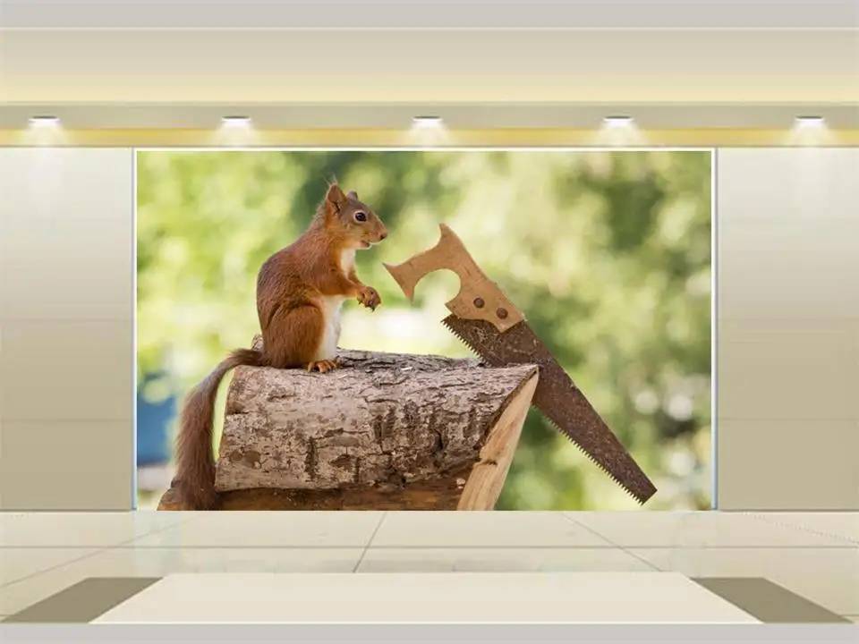 

3d wallpaper photo wallpaper custom kids room mural squirrel wood and saw 3d painting sofa TV background wallpaper for wall 3d