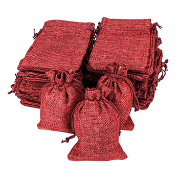 

50pcs Christmas Linen Jute Drawstring Gift Bags Sacks Wedding Birthday Party Favors Drawstring Bags Baby Shower Supplies JUNE19
