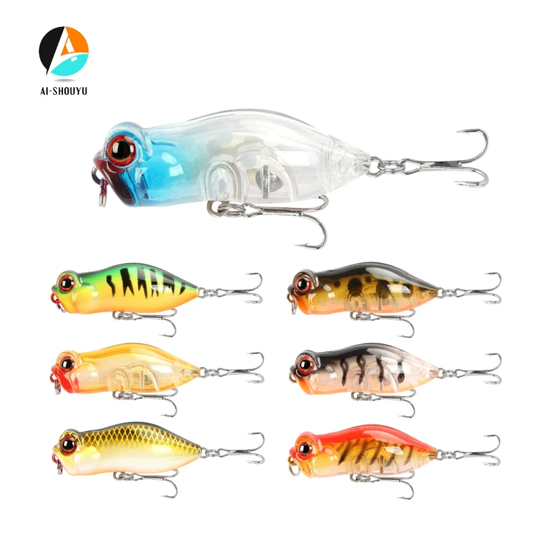 

AI-SHOUYU 1pc mini Popper Fishing lure 40mm/3.2g Hard Artificial SwimBait Wobblers Floating Classic Popper Lures