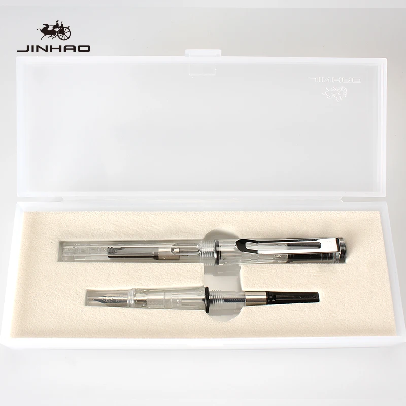 Jinhao 599A, двойные ручки, перьевая ручка, 0,5 мм+ 0,38 мм, набор чернильных ручек, роскошные подарочные ручки для письма, чехол - Цвет: 1