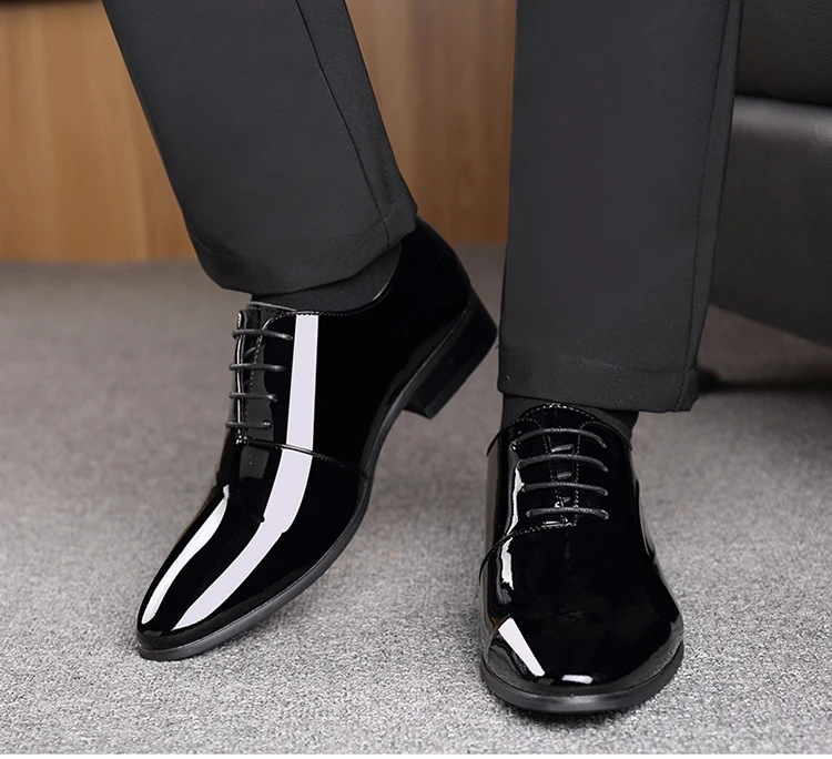 Г. Новые мужские лакированные кожаные туфли мужские модельные туфли с мягкой резиновой подошвой офисные кожаные туфли