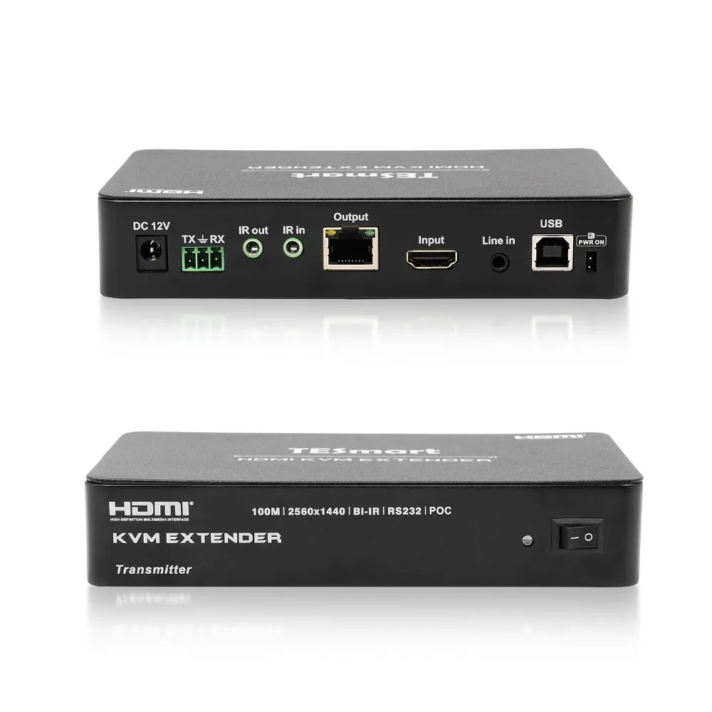 TESmart 328 футов удлинитель KVM HDMI по одной Cat5e/cat6 кабель 4K @ 30 Гц 1080 P с ИК-пульта дистанционного Поддержка дополнительный USB 2,0 RS232 PoC