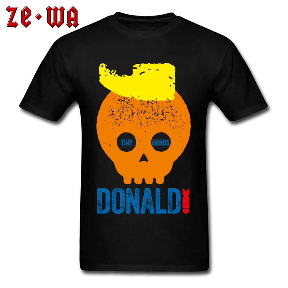 DONALD TRUMP TINY HANDS 100% Cotton T Shirts for Men Short Sleeve Tops Tees Slim Fit April FOOL DAY Round Collar T Shirt Crazy DONALD TRUMP TINY HANDS black