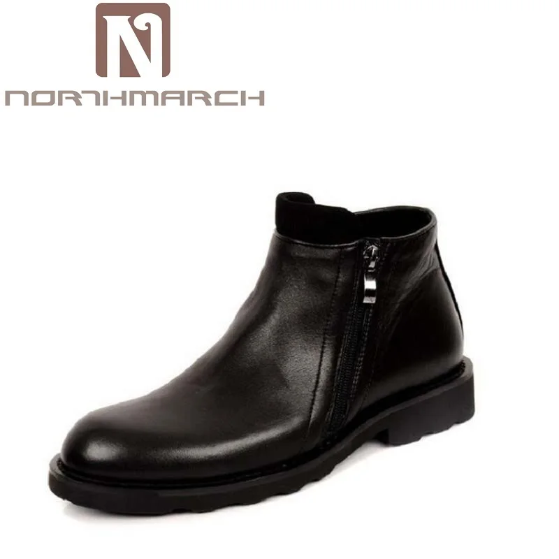 Homens Negócios Genuíno O Ankle Northmarch Confortáveis Pelúcia Inverno Boots Casuais Para Masculino Sexo Couro Salto Botas Homem Preto Plana De Sapatos Bqxdg