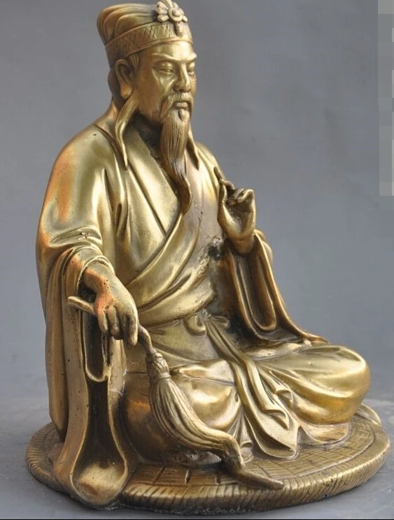 

8"Chinese copper Brass Taoism Taoist Immortal God LaoJun Sit Crosslegged Statue discount 30%